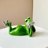 Planter Pot Frog Statue Cartoon Frog Figurine Resin Animal Sculpture Outdoor Garden Flower Pot Hugger Ornament Decoration