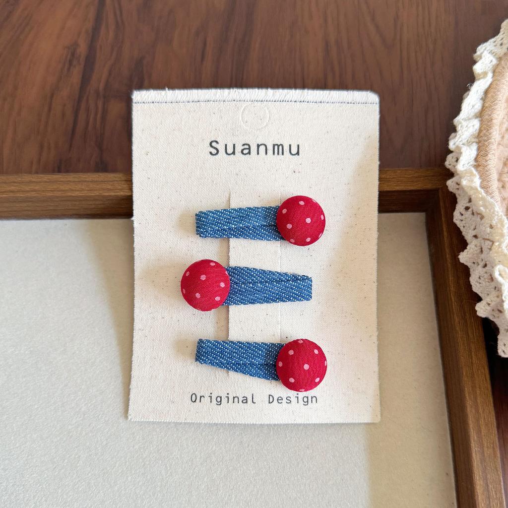 New Baby Denim Love Bow Hairpin Hairband Children's Side Bangs BB Pinch Rubber Headwear Girls Kids Hair Accessories