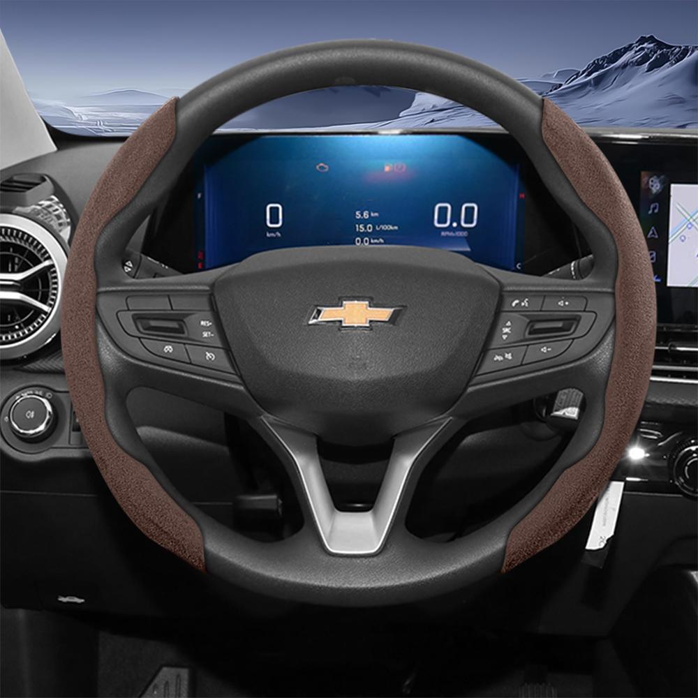 Suitable for Chevrolet Sport Suede Steering Wheel Cover with Split Snap-On Design for Silverado, Equinox, Trax, Onix, Tahoe, Traverse, Trailblazer