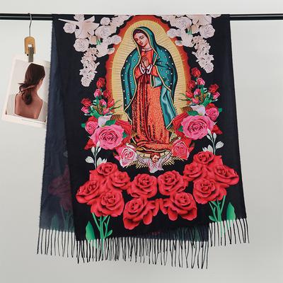 70*175Cm Fashion Virgin Mary Print Women Winter Warm Scarf Hijabs Shawl Christian Pashmina Lady Wraps Bufanda Foulard