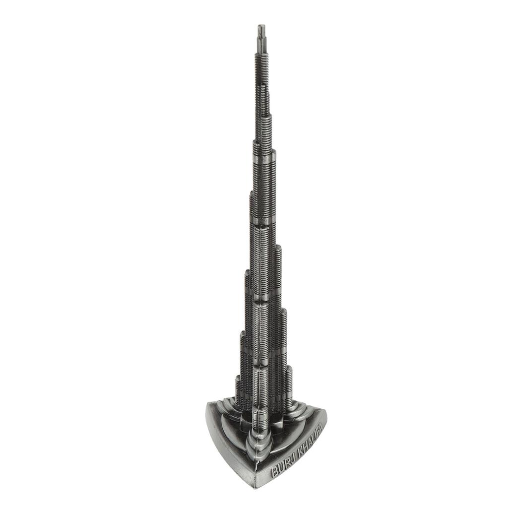 Burj Khalifa Tower Model Gray Alloy Miniature Dubai Tower Ornament Dubai Landmark Building Model