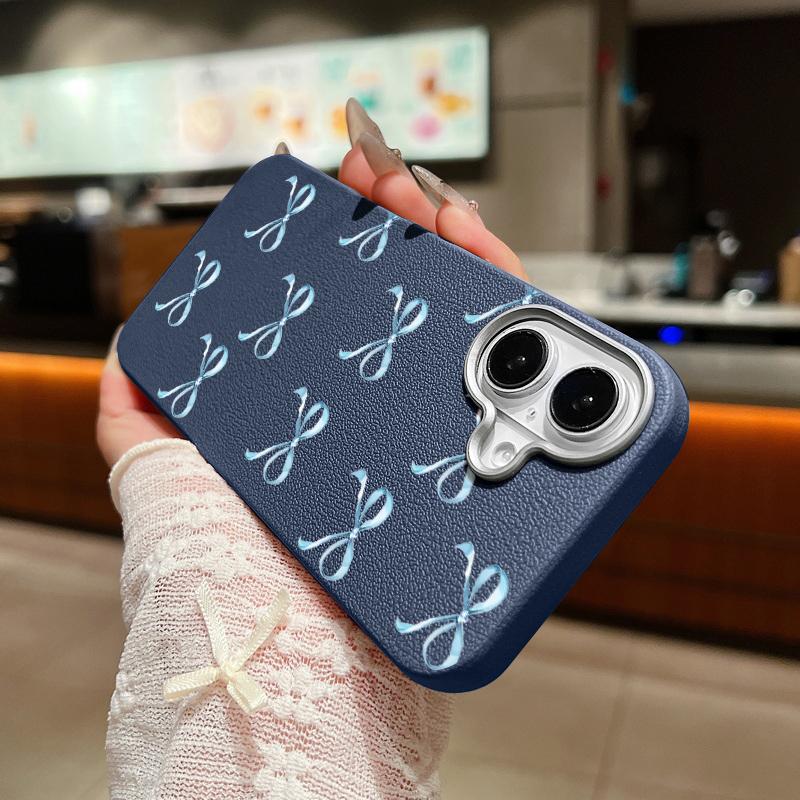 Einfarbige Schleifenmuster Matte Weiche Handyhülle Für iPhone 16 Pro Max 15 Plus 14 Pro 13 12 11 Schlanke TPU Ledertextur Stoßfeste Bumperabdeckung