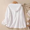 Women Plus Size Cotton Linen Solid Color Shirt Spring Autumn Oversized Loose Casual Long Sleeve Hooded Shirts