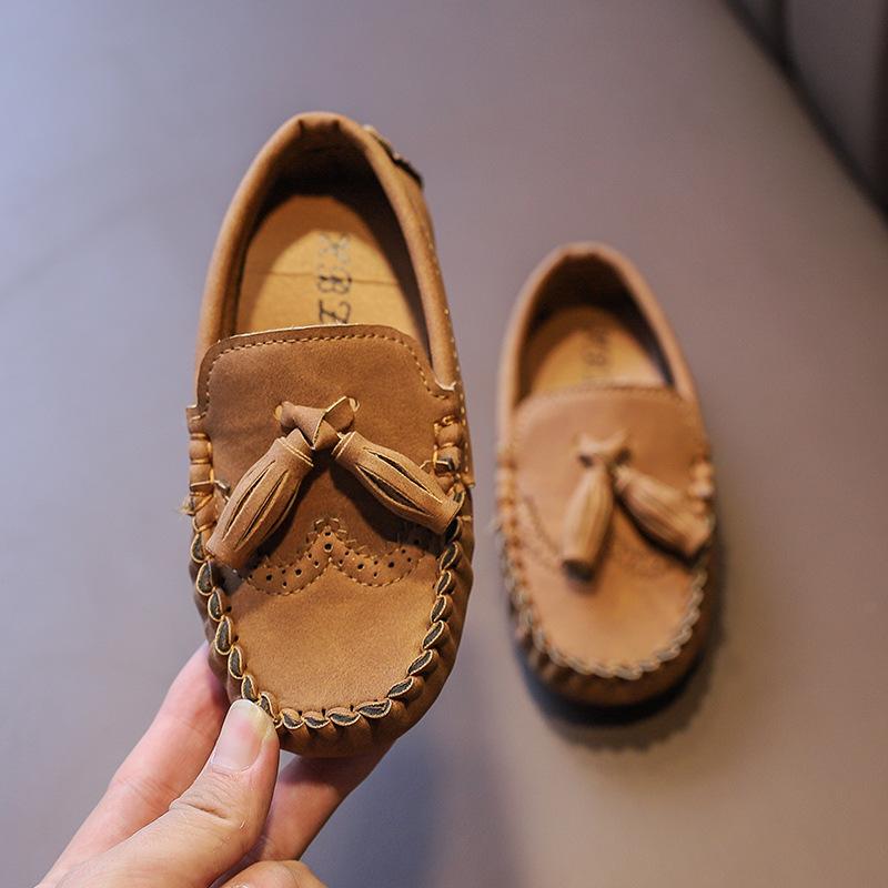 Kinder Leichte Freizeitschuhe Weiche Leder Mokassins Quaste Slipon Flache Schuhe Jungen Mädchen Bequeme Loafer Baby Sneaker