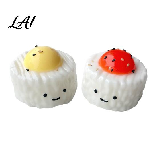 Simulated Rice Ball Toy Yolk Squeeze Toy Smiling Cartoon Dumpling Sensory Stress Relief Slow Rebound Fake Food