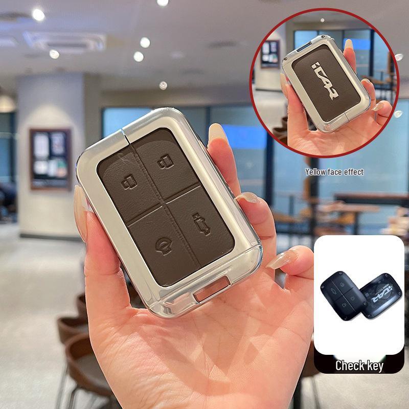 Metal Leather Protective Key Case for Chery iCAR V23 Smart Bluetooth Remote Control