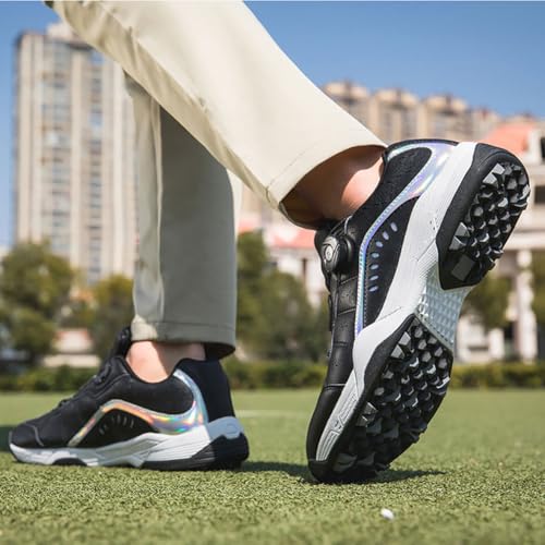 [mxcgzl] Spikeless Golf Shoes, Breathable, Dial-Type, Men's and Women's Sneakers, Leather Thick Sole, Lightweight, Durable, Comfortable, Non-Slip, Pro