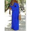 Women's Solid Color Short-sleeved One-shoulder Casual Long Dress