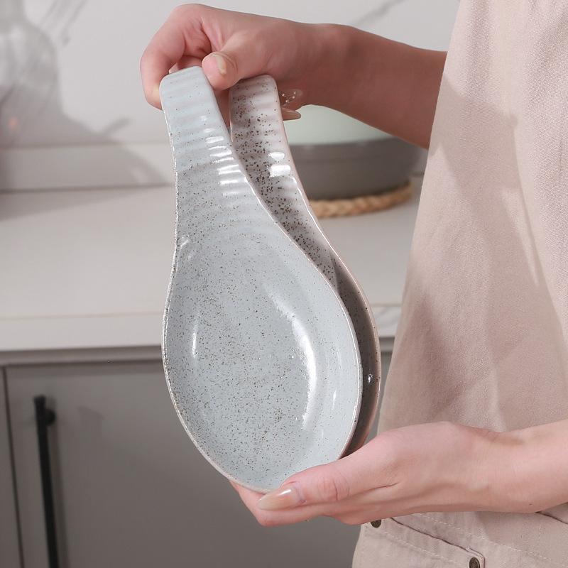 Porcelain Spoon Rest,Ceramic Utensils Holder for Stove Top,Kitchen Counter Cooking Tools Organizer, Spatula Ladle Tongs