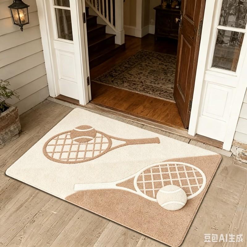 Tennis Racket Door Mat Anti Slip Sports Ball Welcome Doormat Orange Green Floor Rug Kitchen Carpet Living Room Entrance