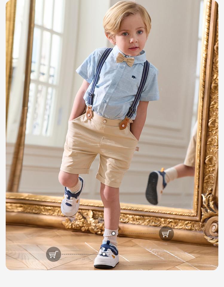 David Bella Boys' Strap Pants Set Summer Dress Children's Baby Academy Style Five Part Pants Two Piece Set