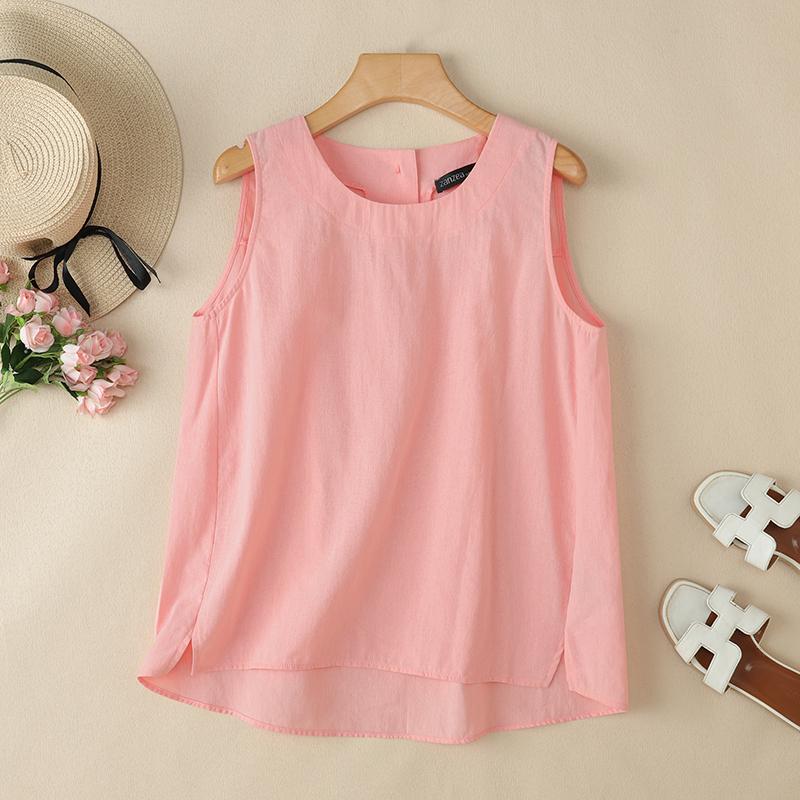 ZANZEA Women Summer Casual Round Neck Loose Sleeveless Tank Tops