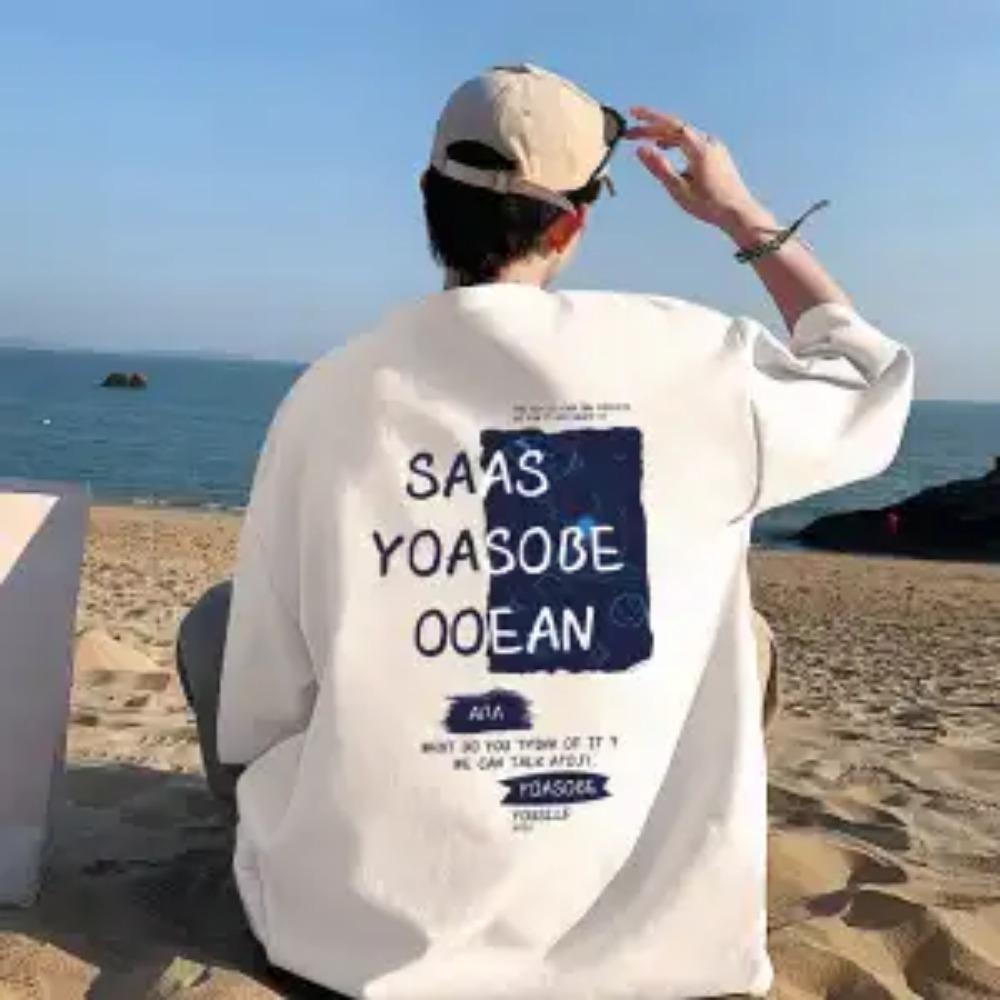 

Летний Модный Тренд Уличный Тренд Мужская Однотонная Простая Футболка с Круглым Вырезом Свободного Повседневного Покроя Универсальная Большого Размера Мужская Футболка L белый