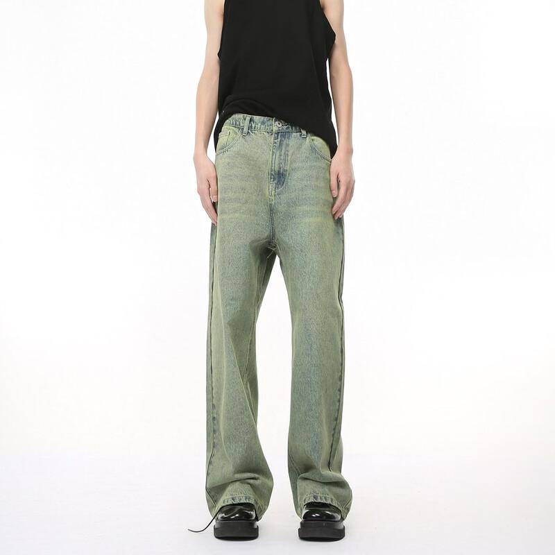 VOGUO RELAY Unisex Washed Wide-Leg Straight Jeans M