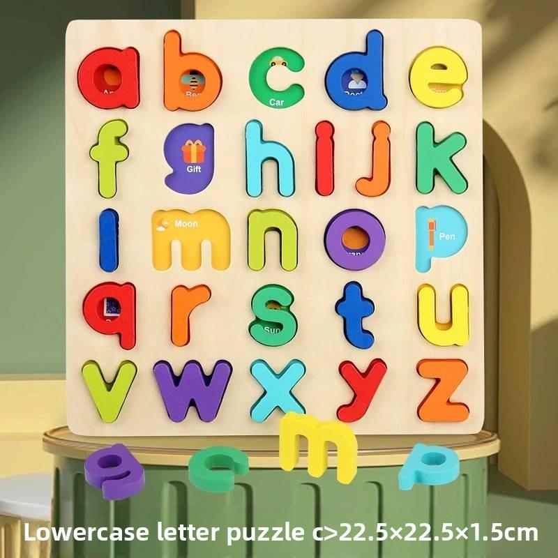 Wooden Alphabet Puzzle Blocks For Kids Educational Toy With Diy Shape Matching For Early Learning