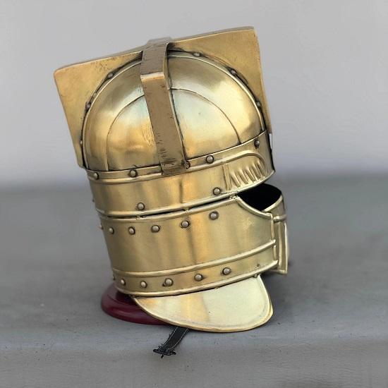 Medieval Moria Dwarves Golden Steel Helmet LOTR Warrior Knight Helmet Cosplay Armor Larp Costume