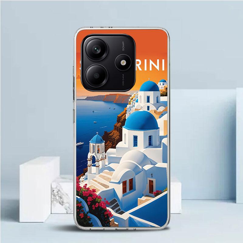 

Greece In Summer Santorini Soft Cover for Xiaomi Redmi Note 15 14 13 12 Pro Plus Phone Case 14S 11S 11T 11E 10S 10 4G Pattern Sh Note 12 Pro Plus