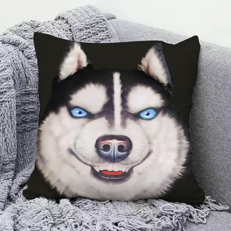 Popular Creative Dog Head Pillow Case Realistic Stereoscopic Cushion Cover For Sofa Bedhead Car Decoration