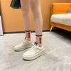 Cowhide star shoes round head casual shoes new small thick-soled heightening board shoes white shoes women