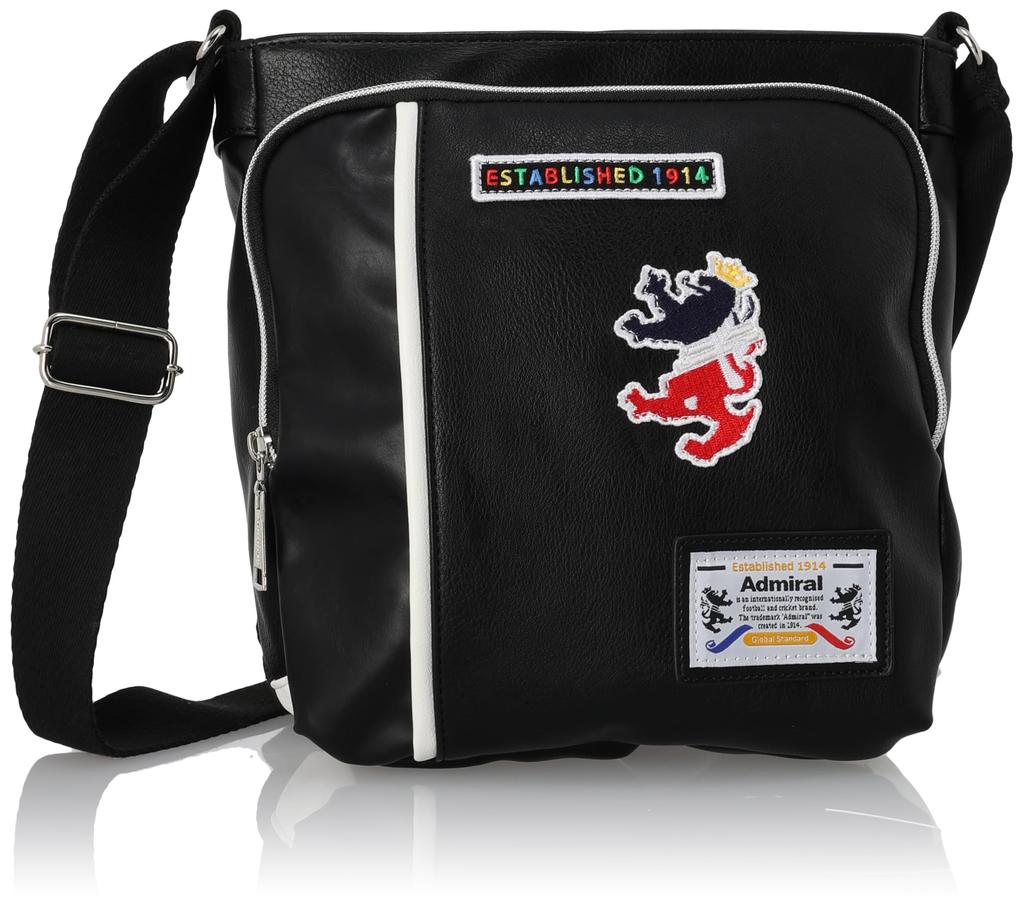 Admiral Vertical Shoulder Faux Brand Name Golf Embroidered Rampant Black ADBA-03 Men's Bag, Leather, Crossbody, Deep, Lightweight, Bag, Design,