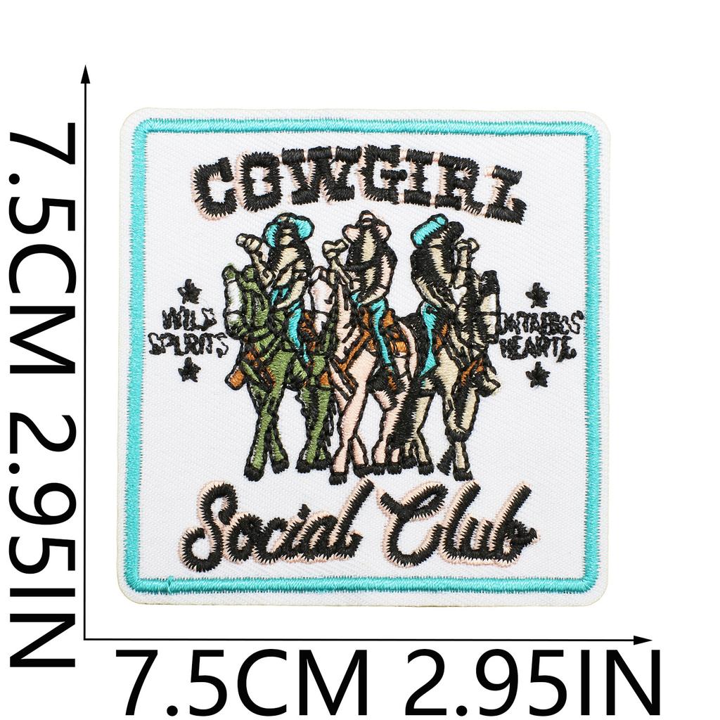 Western Denim Element Embroidery Chapter Square Computer Embroidery Cloth Sticker Double Gun Denim Patch Patch Ironing
