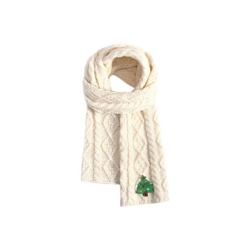 Season red knitted scarf Christmas gift thickened warm and cold scarf Japanese niche fashion versatile