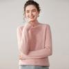 Women's Cashmere Rolled Hem High-Collar Hollow Sweater - Loose Knit Base Layer for Autumn/Winter