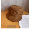 New Mocha Color Deerskin Fisherman Hat for Women's Baseball Cap British Retro Versatile Equestrian Hat Showing Small Face