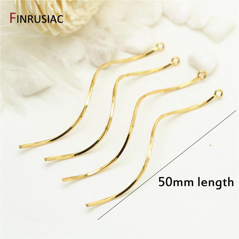 

DIY Earrings Making Supplies 14K Gold Plated Long Curved Wave Bar Pendants Finding DIY Jewelry Making Components Wholesale 4 pcs
