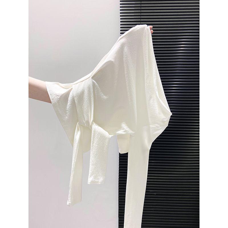 Women's Slim Fit Modal Cotton Long-Sleeve Tie-Up Top for Early Autumn