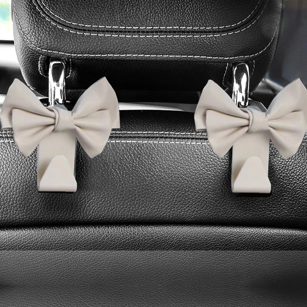 1pair Creative Multi-functional Car Seat Hook Simple Bowknot Vehicle Storage Hanger Universal Storage Hook Auto Organization