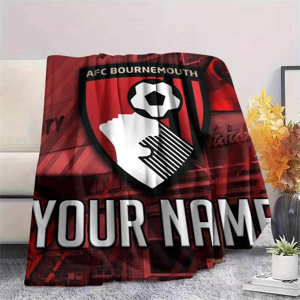 1PC Custom Name Afc Bournemouth Patterned Flannel Blanket Suitable For All Seasons for Home Decor Warmth and Comfort Gifts Holiday Present
