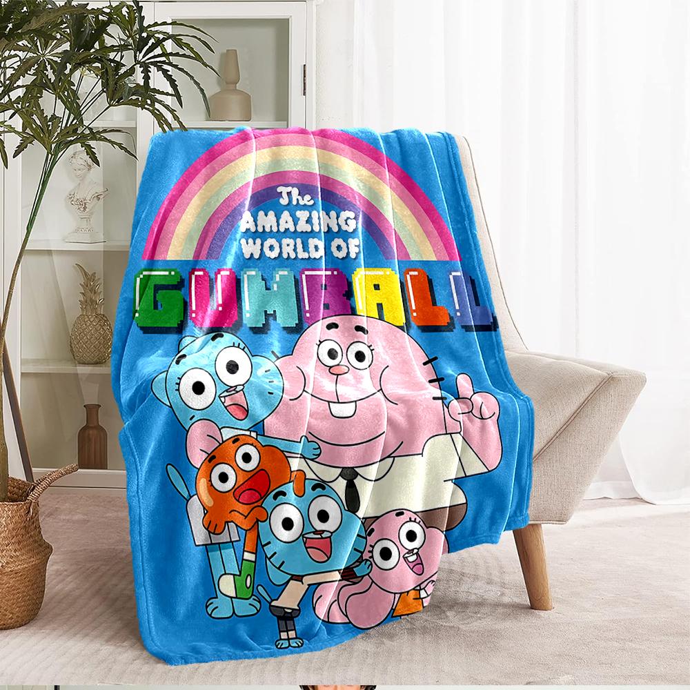 The Amazing World of Gumball Theme Printed Blanket - Perfect for Couch, Bed, Travel & Outdoor Use | Machine Washable, Cozy & Durable.