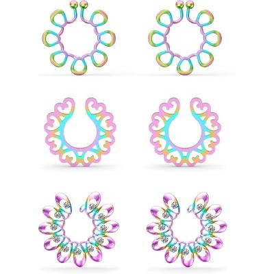 Ftovosyo Clip-on Niet-Piercing Tangen Dames Roestvrij Staal Nep Tepelring Piercing Sieraden