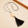 Adjustable Length Long Necklace Chain Wax Thread Sweater Chain Fashion Resin Pendant Necklace