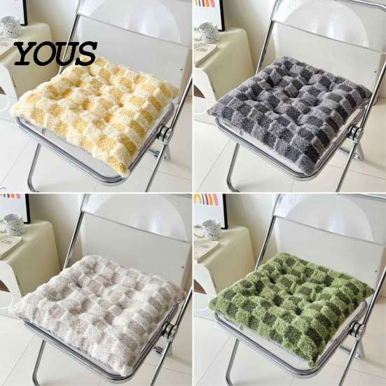 Warm Dining Chair Cushion Square Plush with Ties, Buffalo Check Plaid Seat Cushion, Fluffy Support for Home Non Slip Pad Office Supportive Hip Fatigue