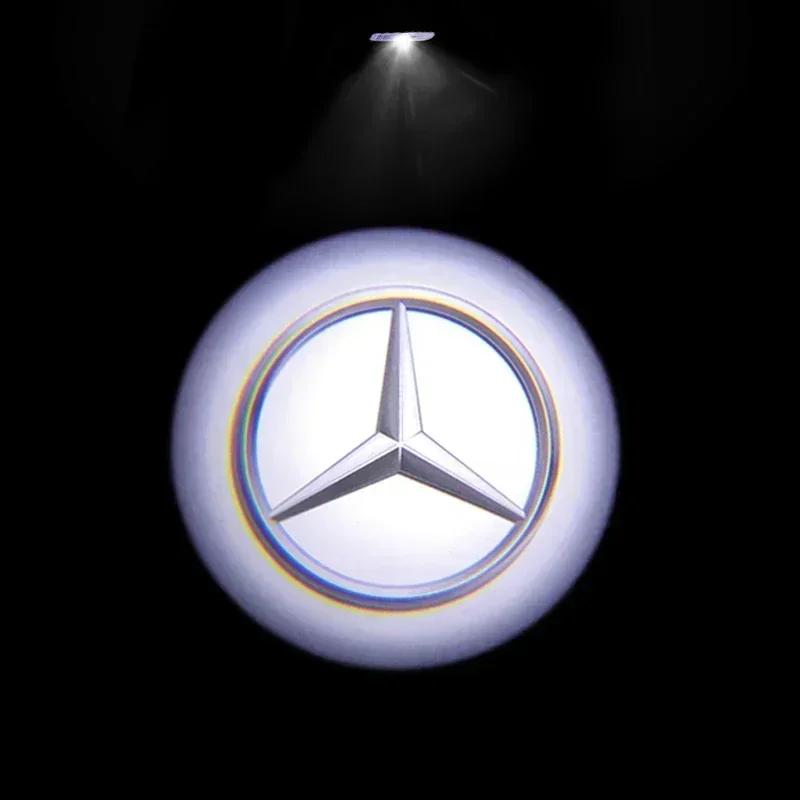 XDFMN1 Hot 2026 For Benz 2pcs Car Door Welcome Light Logo Emblem For Mercedes Benz A C E GLC GLA GLE GLB Class W177 W205 W212 W213 X253