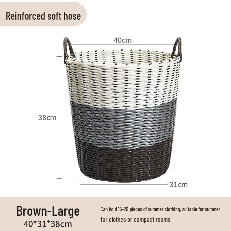 Blue Rattan Woven Laundry Hamper: Multipurpose Basket for Clothes, Toys, and Home Storage