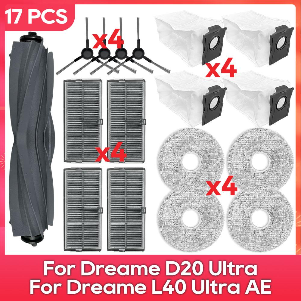 Fit For ( Dreame L40 Ultra AE / L40S Ultra CE / D20 Ultra ) Parts Main Side Brush Filter Mop Cloth Dust Bag Accessories