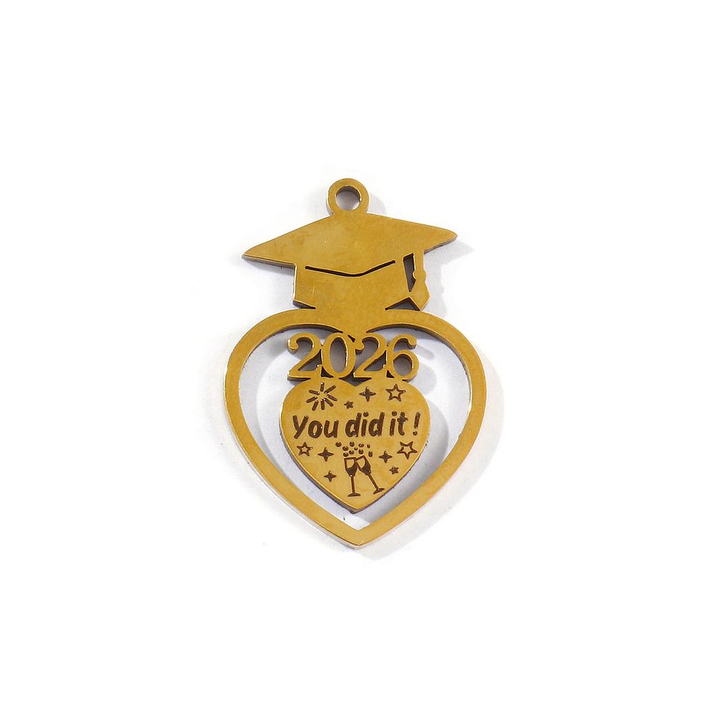 5pcs New 304 Stainless Steel Charms 2026 College Jewelry Charms Multicolor Doctorial Hat Hollow Pendants DIY Necklace Jewelry