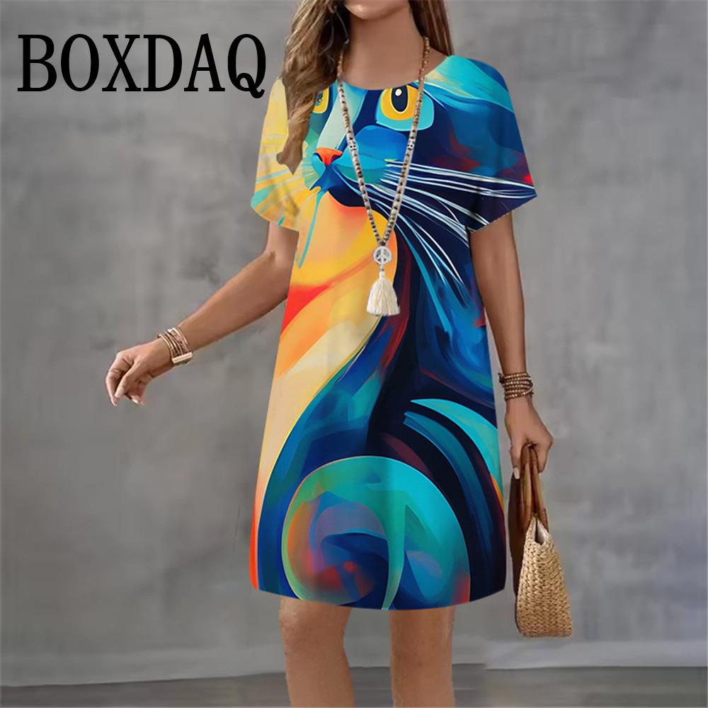 Casual Loose Short-sleeved Dress Fashionable Versatile Comfortable Casual Dresses