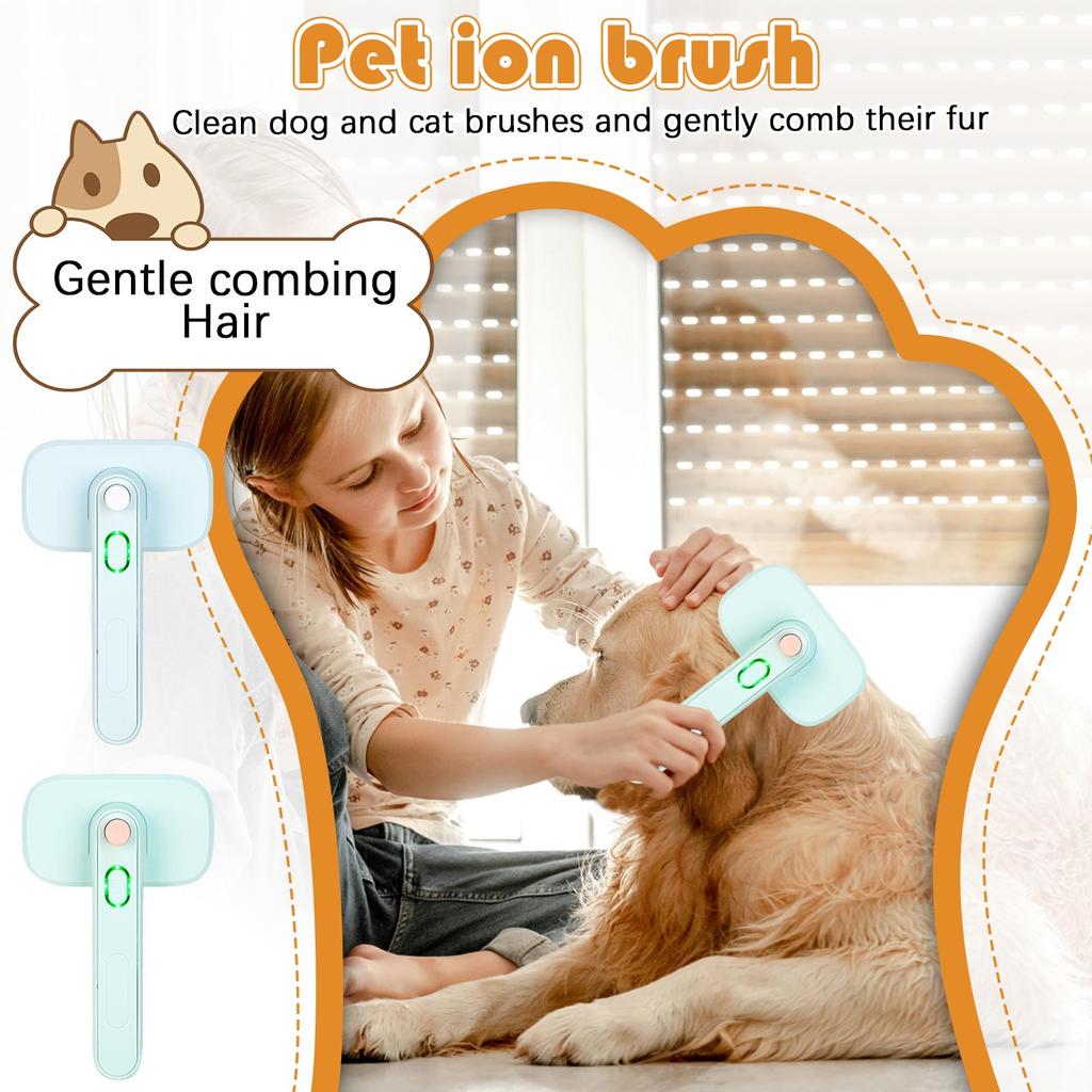 Tier-Ionenbürste, Tierhaarbürste mit Ionengenerator, Reinigt Hund und Bürste, Kämmt sanft das Haar