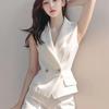 Petite Summer Suit Set: Women's Vest & Shorts Two-Piece for Professional Temperament