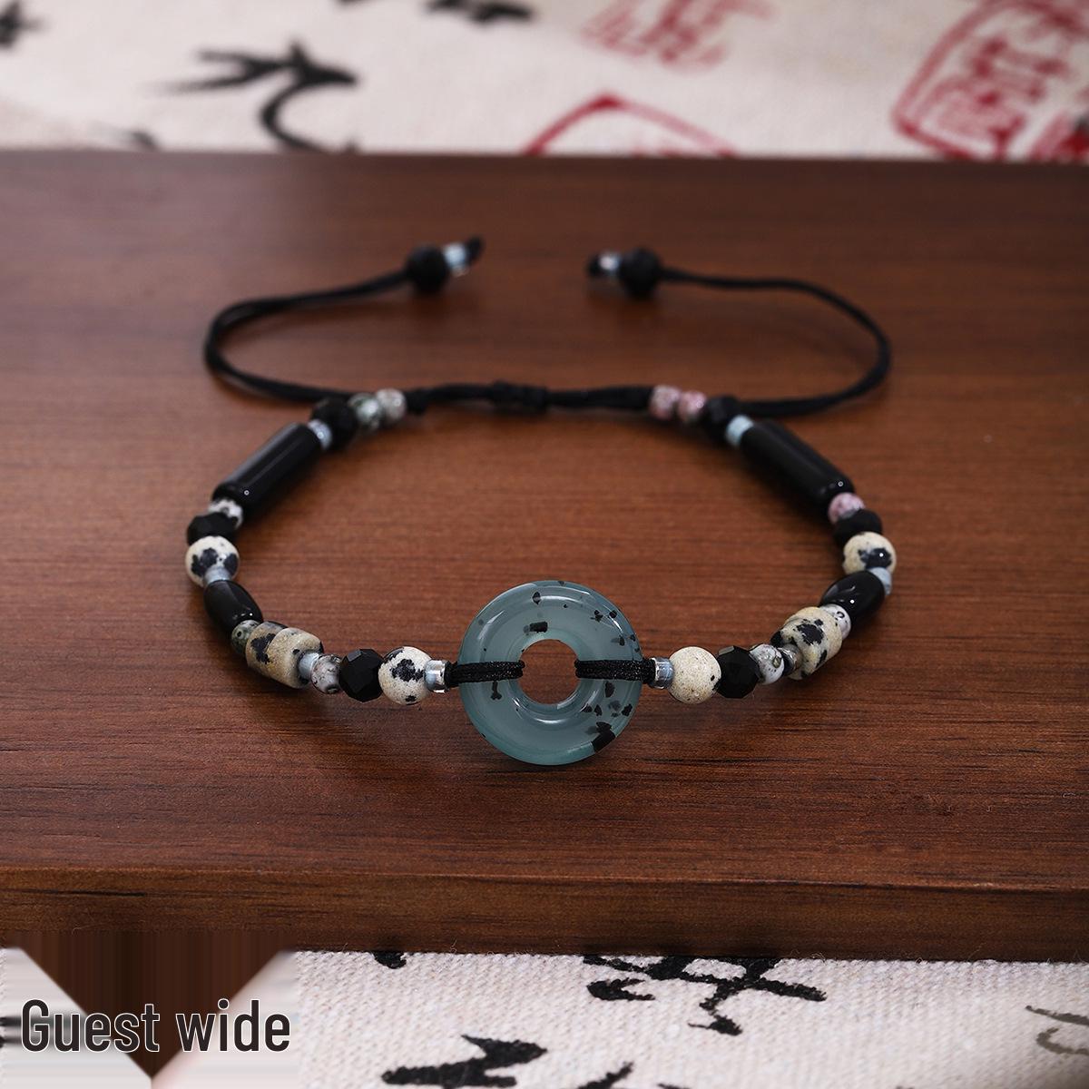 Elegant Chinese Luxury Woven Beaded Bracelet: Adjustable Ping an Buckle, Ancient Style Women s Hand Jewelry