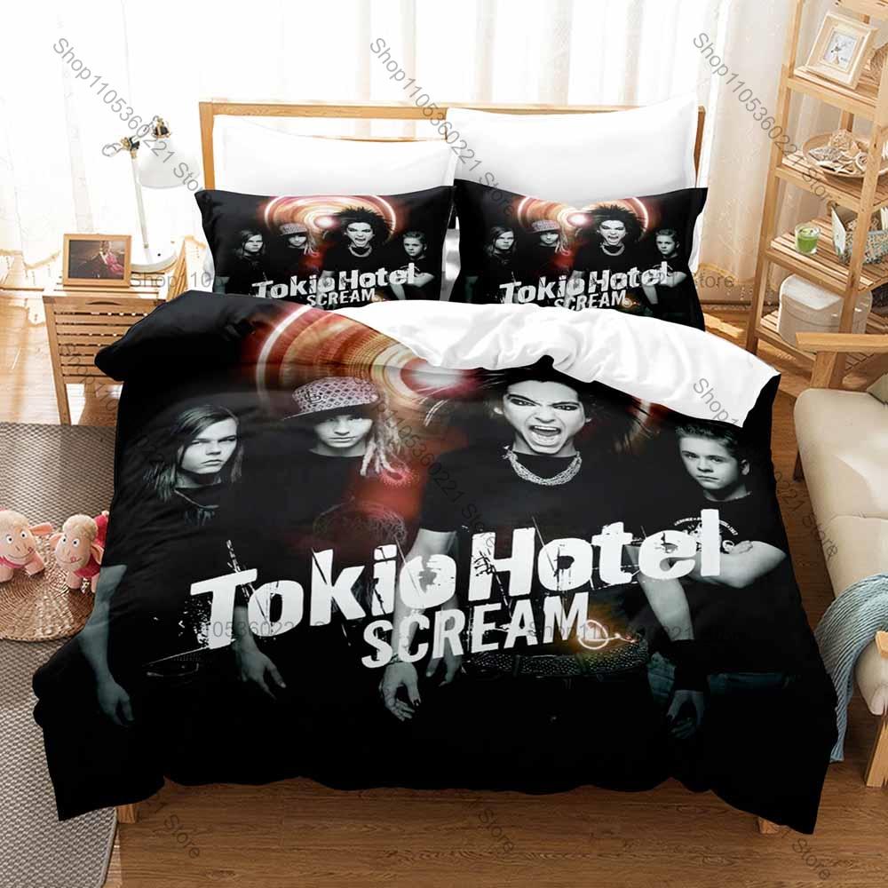 Cool Tokio Hotel German Rock Band Bedding Set 3Pcs 1 Duvet Cover+2 Pillowcases 3D Print Soft Microfiber Bedroom Bed Linens