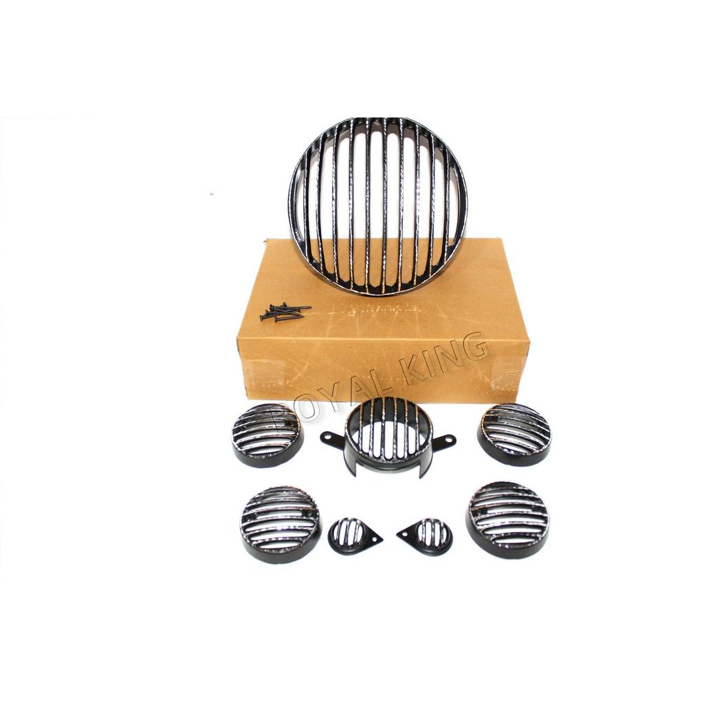 Diamond Cut "Black Headlight Grill Fit For Royal Enfield Old Classic 350 & 500"
