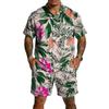 Men's Casual Printed Top and Drawstring Shorts Set Lightweight Breathable Set for Summer