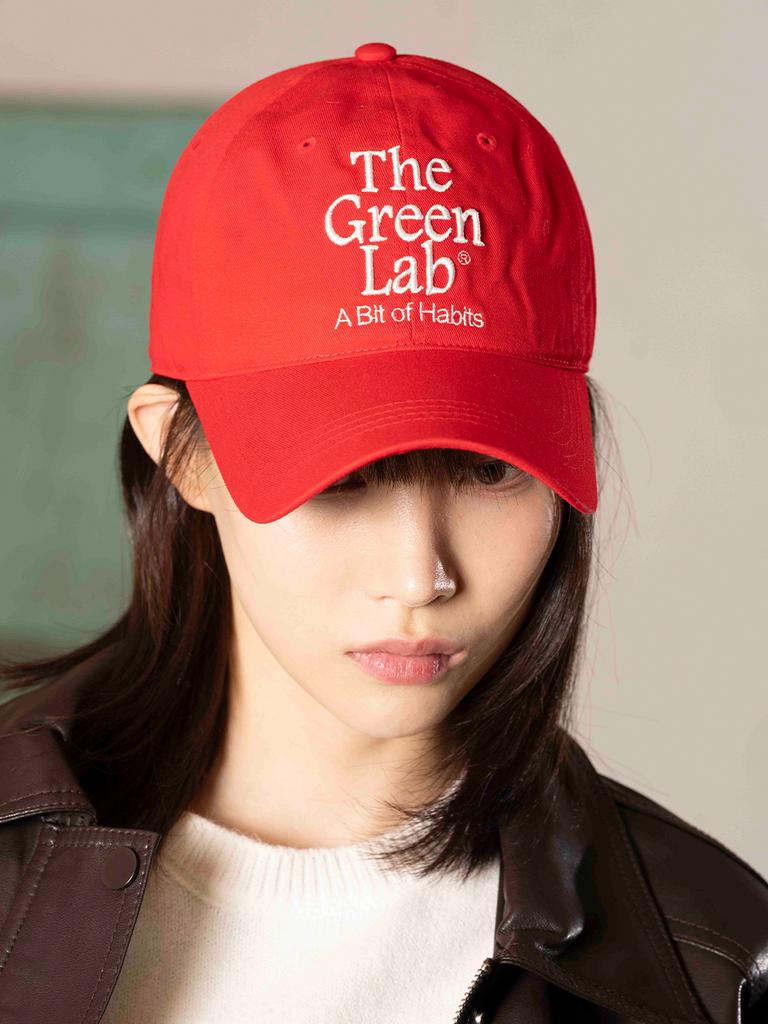 THE GREEN LAB Embroidered Washed Ball Cap [Red]