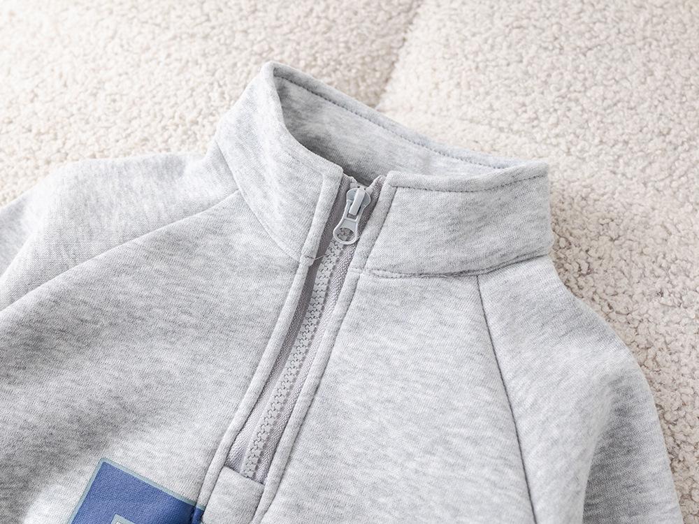 2025 Boys' Trendy Half-Zip Fleece Sweatshirt & Crossbody Bag Set for Autumn/Winter