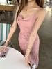 2026 Spring/Summer Pink Bamboo Rhyme Spaghetti Strap Long Dress for Women